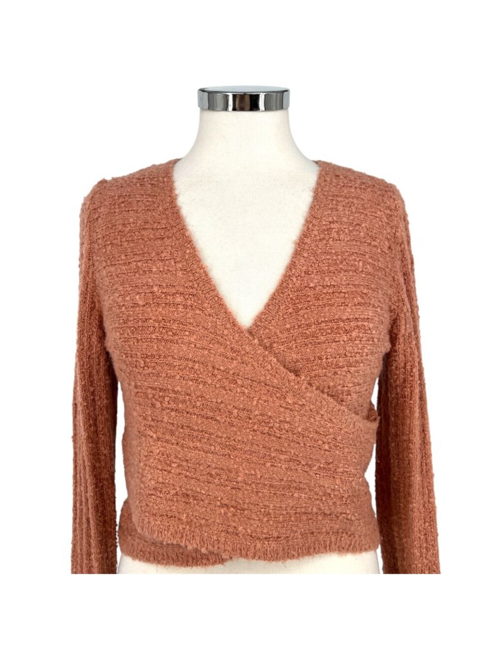 Le Lis Collection Balletcore  Boho Chic Textured Wrap Sweater Pink Size Medium